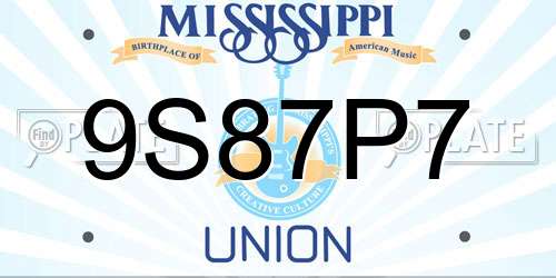 9S87P7 Mississippi License Plate