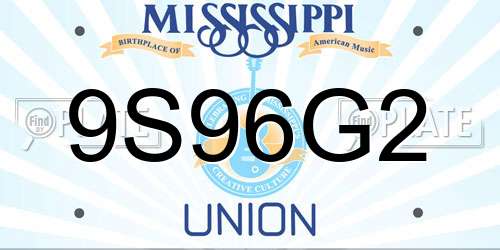 9S96G2 Mississippi License Plate
