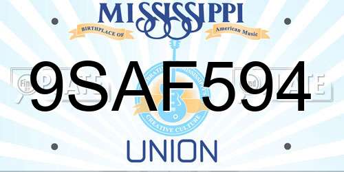 9SAF594 Mississippi License Plate