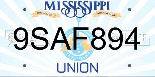 9SAF894 Mississippi License Plate