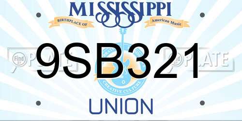 9SB321 Mississippi License Plate