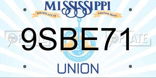 9SBE71 Mississippi License Plate