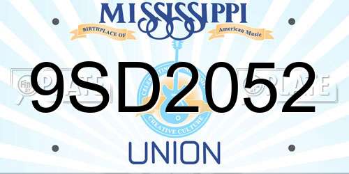 9SD2052 Mississippi License Plate