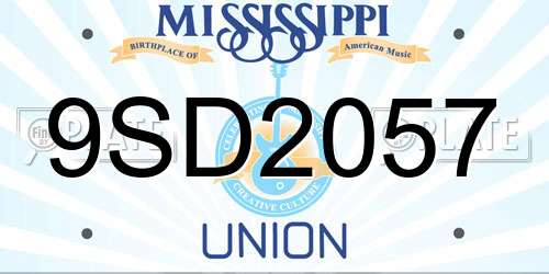 9SD2057 Mississippi License Plate