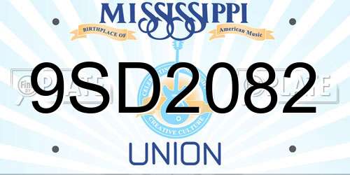 9SD2082 Mississippi License Plate