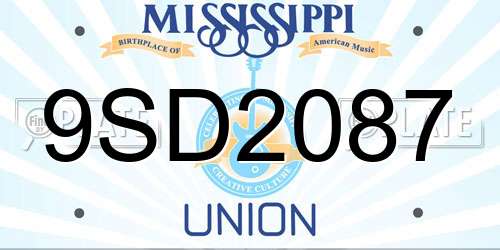 9SD2087 Mississippi License Plate
