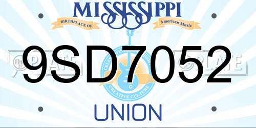 9SD7052 Mississippi License Plate