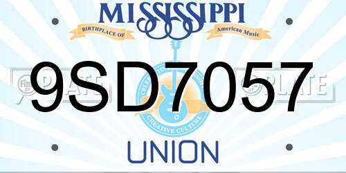 9SD7057 Mississippi License Plate