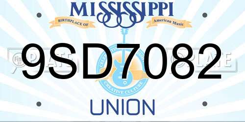 9SD7082 Mississippi License Plate