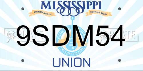 9SDM54 Mississippi License Plate
