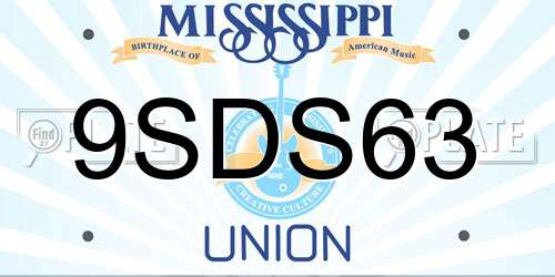 9SDS63 Mississippi License Plate