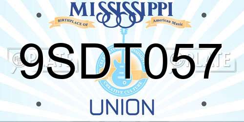 9SDT057 Mississippi License Plate
