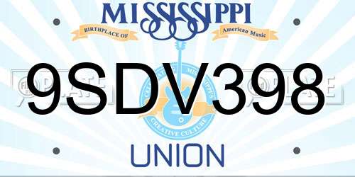 9SDV398 Mississippi License Plate