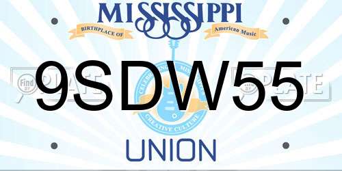 9SDW55 Mississippi License Plate