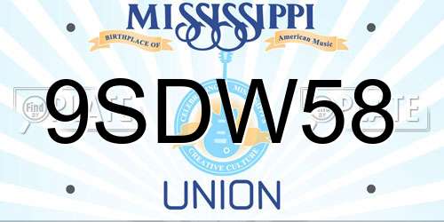 9SDW58 Mississippi License Plate