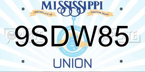 9SDW85 Mississippi License Plate