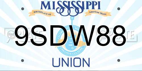 9SDW88 Mississippi License Plate
