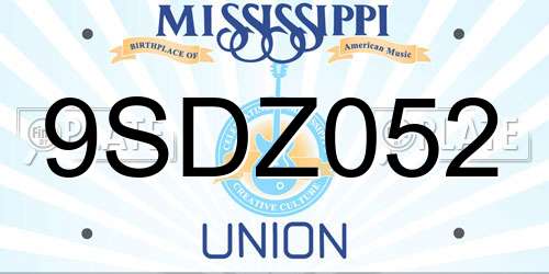 9SDZ052 Mississippi License Plate