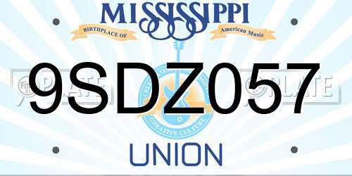 9SDZ057 Mississippi License Plate