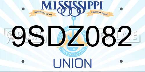 9SDZ082 Mississippi License Plate