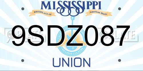 9SDZ087 Mississippi License Plate