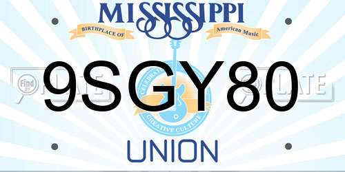 9SGY80 Mississippi License Plate