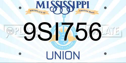9SI756 Mississippi License Plate