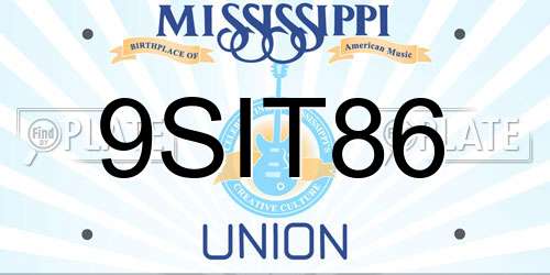 9SIT86 Mississippi License Plate