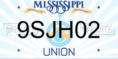 9SJH02 Mississippi License Plate