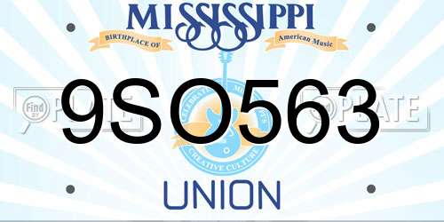 9SO563 Mississippi License Plate