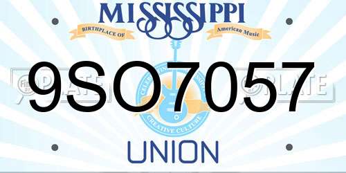 9SO7057 Mississippi License Plate