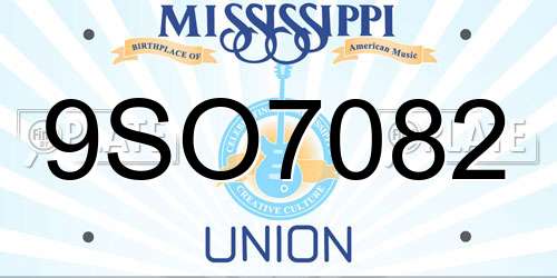 9SO7082 Mississippi License Plate