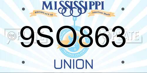 9SO863 Mississippi License Plate