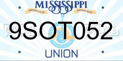 9SOT052 Mississippi License Plate