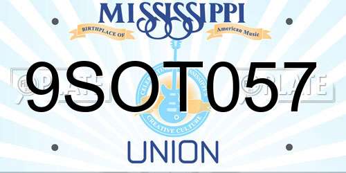 9SOT057 Mississippi License Plate