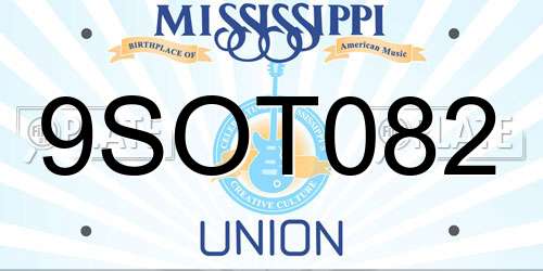 9SOT082 Mississippi License Plate