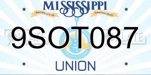 9SOT087 Mississippi License Plate