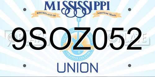 9SOZ052 Mississippi License Plate
