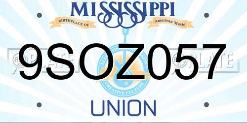 9SOZ057 Mississippi License Plate