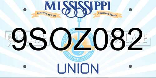 9SOZ082 Mississippi License Plate
