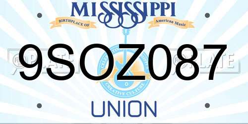 9SOZ087 Mississippi License Plate