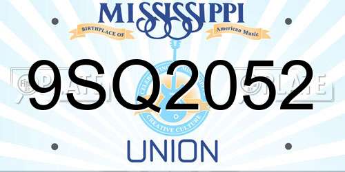 9SQ2052 Mississippi License Plate