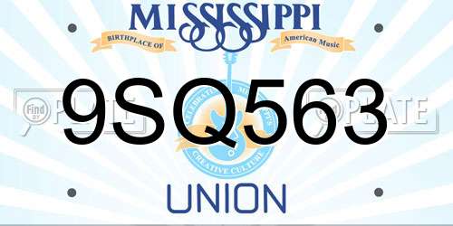 9SQ563 Mississippi License Plate