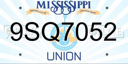 9SQ7052 Mississippi License Plate
