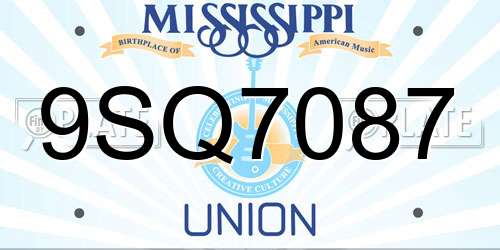 9SQ7087 Mississippi License Plate