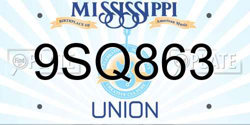 9SQ863 Mississippi License Plate