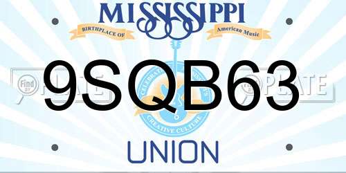 9SQB63 Mississippi License Plate