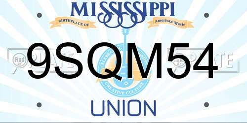9SQM54 Mississippi License Plate