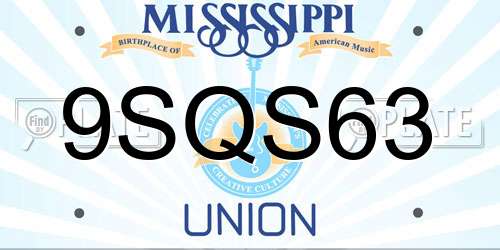 9SQS63 Mississippi License Plate