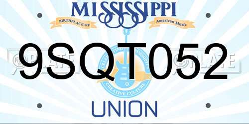 9SQT052 Mississippi License Plate